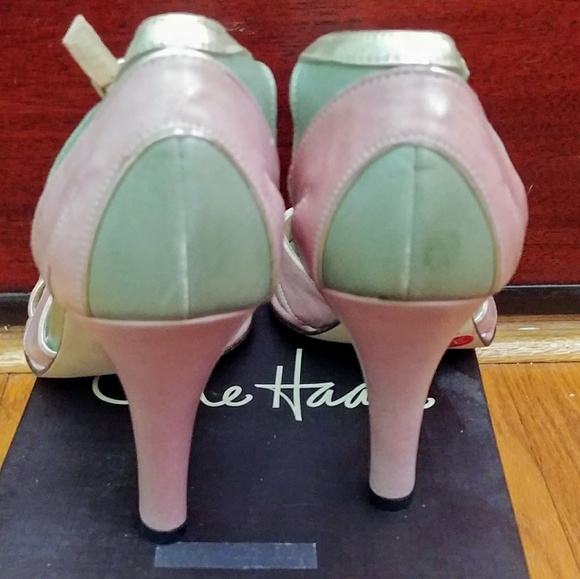 New! Gorgeous Cole Haan Heels Pink/Green! 9B - Picture 6 of 8
